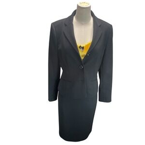 Le Suit Women Skirt Suit Textured Black Size 8 Career Office Blazer Set Formal